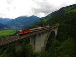 Eine 1144 mit IC 592 (Salzburg Hbf - Klagenfurt Hbf) am 21.6.2015 auf der Pfaffenberg-Zwenberg-Brücke.