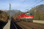 1144.086+1116 fahren mit G-54507 über den Payerbachgraben-Viadukt mit der Rax im Hintergrund am 27.1.16