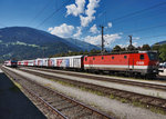 1144 034-6 steht mit einer Radlzug-Garnitur im Bahnhof Lienz.
Aufgenommen am 28.8.2016.