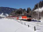 Die 1144 117 mit einem OIC nach Graz am 21.01.2017 unterwegs bei Altenmarkt im Pongau.