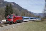 1216 230 als Railjet bei Frohnleiten am 8.03.2016.