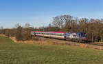 1216 019  Achensee  fährt mit einem Eurocity bei Hilperting in Richtung Brenner, aufgenommen am 10.