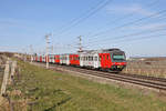 Ein seltener roter 4020 Tandem fährt bei Pfaffstätten,am 3.4.18