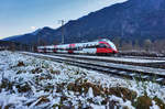 4024 1115-0 fährt als S1 4225 (Friesach - Lienz) in den frostigen Bahnhof Dellach im Drautal ein.