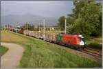 Em-Lok 1016 025 fhrt mit Gterzug 55507 von Wien Zvbf nach Villach.