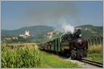 Kh101 mit dem Dampfbummelzug von Weiz nach Birkfeld am 23.8.2013 mit Blick auf Weiz aufgenommen.