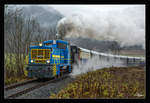 Diesellok 383.10 + Dampflok 88.103 ziehen den Nikolausdampfzug von Weizelsdorf nach Ferlach.