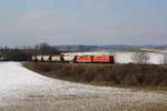 NLB - Tandem 2143.56 und 070-7 mit dem SLGAG 97414 am 25.Februar 2018 zwischen Würnitz-Hetzmannsdorf und Wetzleinsdorf.