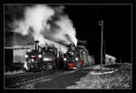 Through the dark night X - Auf der Steyrtalbahn fuhren die beiden Dampfloks 498.04 und 298.102, hier zu sehen bei einem Halt in der Haltestelle Sommerhubermühle.