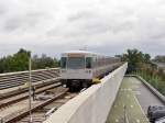 Ein U2-Zug kurz nach der Station Donaustadtbrcke - 27.08.2012