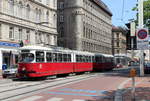 Wien Wiener Linien SL 5 (E1 4801 + c4 1321) XX, Brigittenau, Wallensteinstraße / Jägerstraße / Wallensteinplatz (Hst.