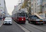 Wien Wiener Linien SL 67 (E2 4318 (Bombardier-Rotax 1989)) X, Favoriten, Troststraße am 20. Oktober 2017.