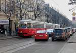 Wien Wiener Linien SL 49 (E1 4552 (Bombardier-Rotax 1976)) XIV, Penzing, Hütteldorfer Straße / Lotte-Lenya-Platz / Leyserstraße (Hst.