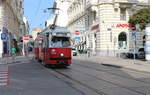 Wien Wiener Linien SL 49 (E1 4548 (Bombardier-Rotax 1975) + c4 1354 (Bombardier-Rotax 1976)) VII, Neubau, Siebensterngasse / Stiftgasse am 26.