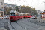 Wien Wiener Linien SL 26 (E1 4528 (Bombardier-Rotax 1973) + c4 1329 (Bombardier-Rotax 1975)) XXI, Floridsdorf, Brünner Straße / Peitlgasse am Morgen des 18.