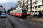 Wien Wiener Linien SL 49 (E1 4558 + c4 1356 (beide: Bombardier-Rotax 1976)) XIV, Penzing, Breitensee, Hütteldorfer Straße / Ameisbachzeile am 13.