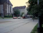 Wien WVB SL 62 (E1 4518) Flurschtzstrasse / Gaudenzdorfer Grtel im Juli 1977.