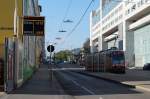 Fahrzeug 97 der Wiener Linien als Linie 46 (Joachimsthalerplatz - Dr. Karl-Renner-Ring) an der Haltestelle Rankgasse am 11. April 2014.