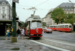 Wien WVB SL D (E2 4037) I, Innere Stadt, Schottentor / Dr.-Karl-Lueger-Ring im Juli 1982.