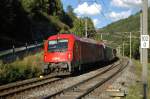 ÖBB 1216 013 zieht den aus ÖBB-Wagen bestehenden EC 86  DB-ÖBB EuroCity  Verona PN - München Hbf bei St.