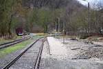 In der Ladestelle Waldmühle entsteht ein neuer Bahnsteig inklusive dessen Beleuchtung. Bild vom 04.Jänner 2020.