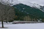 Auf der Fahrt von Innsbruck Hbf nach Hamburg Altona befindet sich 411 017-7 'Erlangen' als ICE 1294 kurz vor der Einfahrt in den Bahnhof von Seefeld in Tirol (09.03.2019).