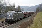 1116 182 (Copra) mit Güterzug bei Pernegg am 13.12.2016.