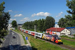 1116.153, die ÖAMTC Lok 2 verlässt am 20.07.2016 den Bahnhof Bratislava-Petrzalka mit dem REX 7724 nach Wien Hbf.