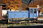 BWB D2 (Margreth), noch in blau und mit der Nummer 5 der Öchslebahn, am 26.Oktober 1989 im Bf. Bezau. (Diascan)