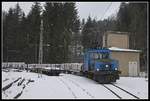 E4 mit Güterzug in der Ausweiche Baumgartenwiese am 10.01.2019.