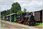 Christl Bn2t (Hanomag Bj 1916) vor Böhler 13 Bn2t (Krauss München 1941) am 11.8.19 abfahrbereit in Pöckstein-Zwischenwässern anlässlich des Dampftages 2019. 