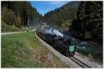 Die beiden Dampfloks, STLB U11 und BH1 fahren mit dem Jubiläumszug  120 Jahre Murtalbahn  von Tamsweg nach Murau.