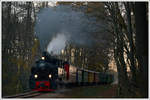 764-411R der Stainzer Bahn am 31.10.2018 im Wald zwischen Wohlsdorf und Kraubath aufgenommen.