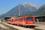 VT7 + B4 35 + VT8 der Zillertaler Verkehrsbetriebe AG mit R 133 Jenbach-Mayrhofen auf Jenbach Zillertalbahn am 2-8-2013.