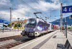 Die  Sternelok  1116 158-7 fährt am Zugschluss des railjet 596 (Flughafen Wien (VIE) - Salzburg Hbf - Klagenfurt Hbf) aus Spittal-Millstättersee aus.