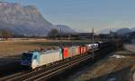 Testfahrten von Bombardier am Morgen des 7.3.2015 auf der Unterinntalbahn bei Kirchbichl in Tirol.