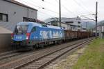 1016 023 fährt am 5.06.2014 mit einem Güterzug in Leoben Donawitz ein.