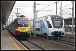 1116.153 und Westbahn 4010.103 nebeneinander in St.Valentin am 22.11.2018.