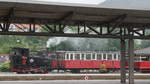 Lok 1 THEODOR / WIESING der Achensee-Dampf-Zahnradbahn nach Seespitz bei Ausfahrt aus Jenbach; 13.06.2018   