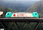 LTE 185 608-7 (vor Ganzzug Getreide Richtung Nrnberg), KBS 880 Nrnberg - Regensburg - Passau, fotografiert auf der Laaberbrcke bei Beratzhausen am 28.09.11 