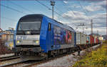 LTE 2016 922 zieht Containerzug durch Maribor-Tabor Richtung Koper Hafen.