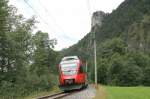 Auch auf der Montafonerbahn verkehren seit einiger Zeit die Triebwagen 4024 der BB.
Hier zu sehen 4024 026-9 mit R5629 bei Lorns.