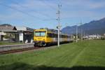 Regionalzug 8928 beim Halt in Bludenz Moos auf der Fahrt Richtung Bludenz, Anfang Oktober 2012