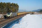 193 218  Ludwig van Beethoven  mit einem Altmann Autotransportzug bei Darshofen Richtung Nürnberg, 21.01.2017