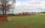 193 204 (SETG) zu sehen mit dem Containerzug nach Hof/Saale am 25.02.16 an der Schöpsdrehe bei Plauen/V.