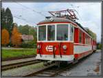 Triebwagen BD4 ET der Fa. Stern&Hafferl steht im Bahnhof Attersee 13.10.2007