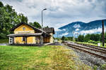 Blick auf den  noch  Bahnhof Görtschach-Förolach, am 4.7.2018.