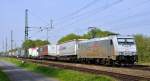 TX Logistik Austria 185 418 mit KLV-Zug Richtung Osnabrück am 24.04.14 bei Diepholz.