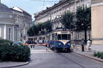 Baden WLB-Zug (bestehend aus ehemaligen Kölner Trieb- und Steuerwagen, ex-KVB; Hersteller: DWM Berlin) Josefsplatz am 13.