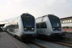 Zweimal ABs Steuerwagen am Bahnhof Nyk�bing F. 28-01-12.  ...